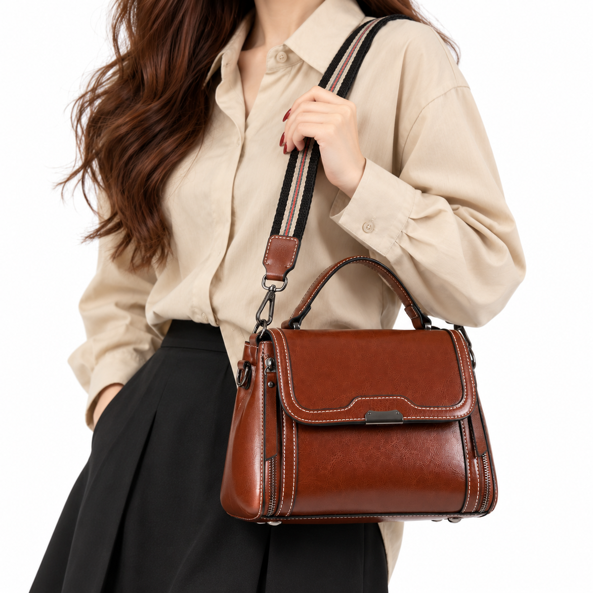 Sac à Main Femme en Cuir Véritable – Élégance Vintage