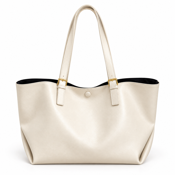 Sac Cabas Femme Vintage Crème – Grand Format & Élégance