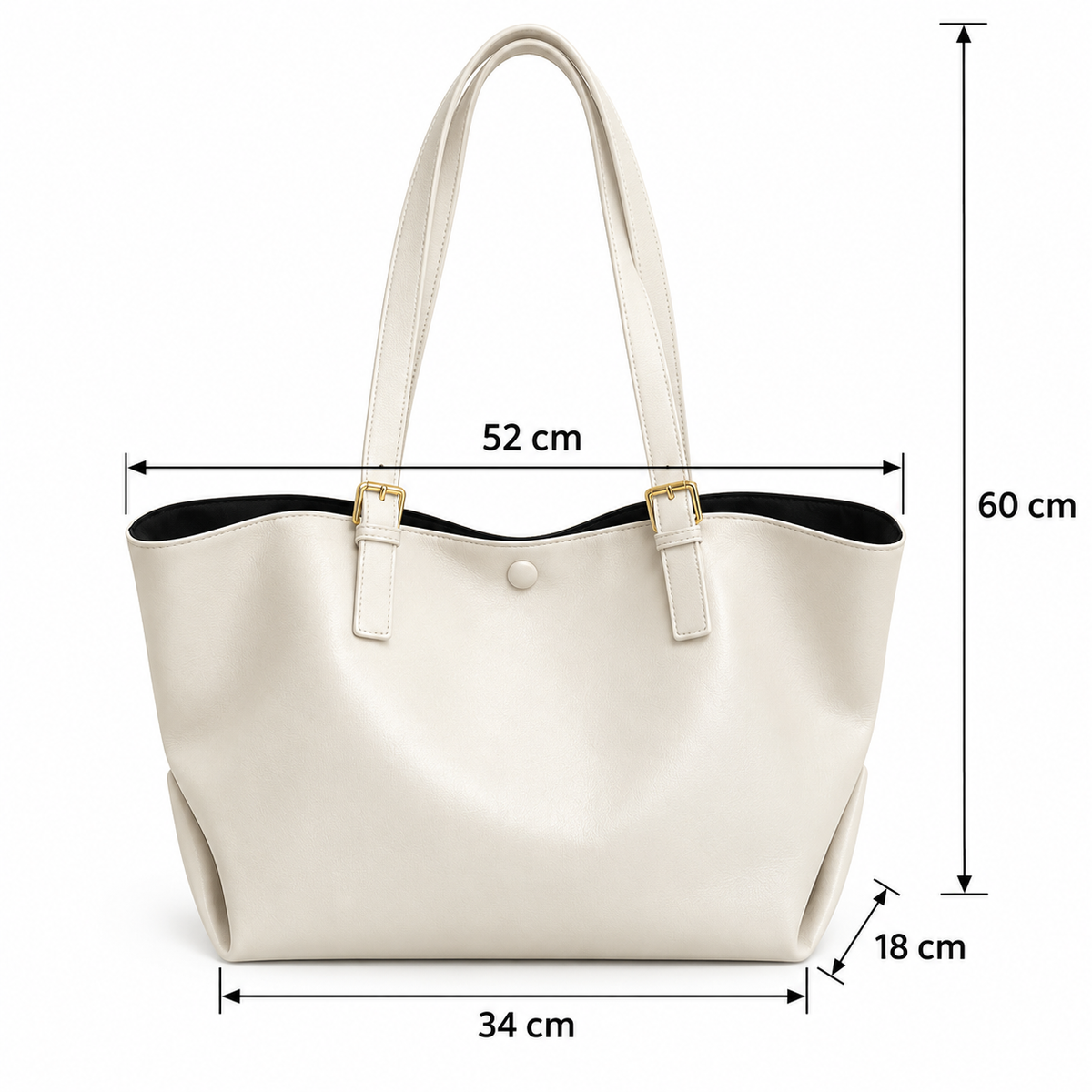 Sac Cabas Femme Vintage Crème – Grand Format & Élégance
