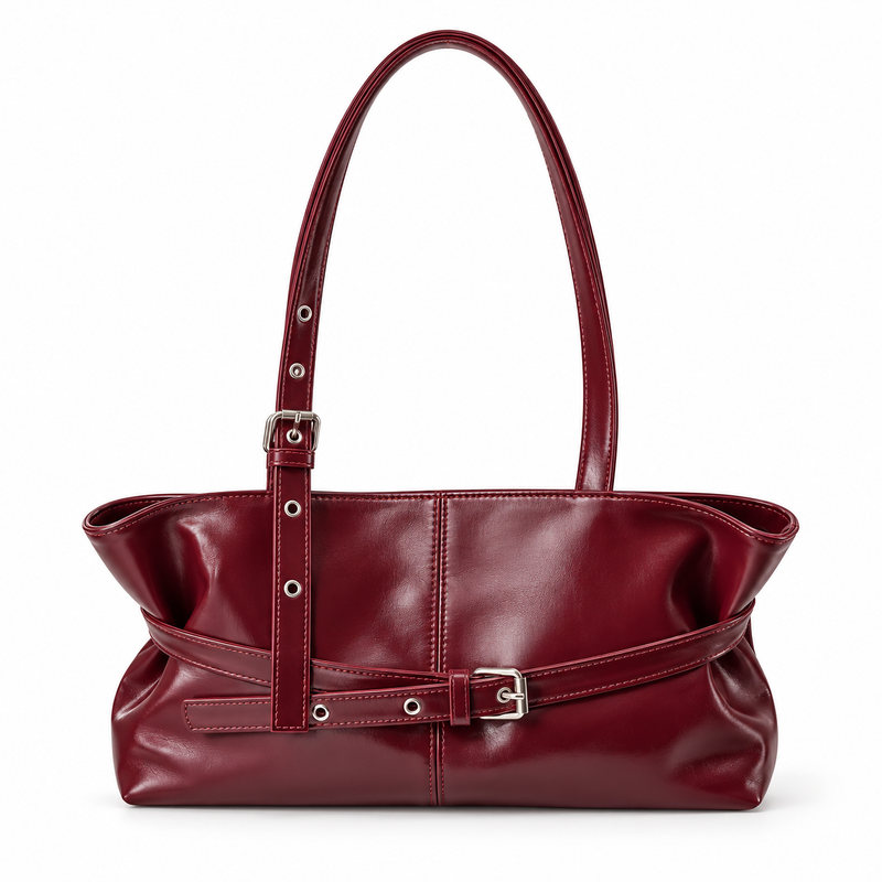 Vintage-Schultertasche Élya – Bordeaux