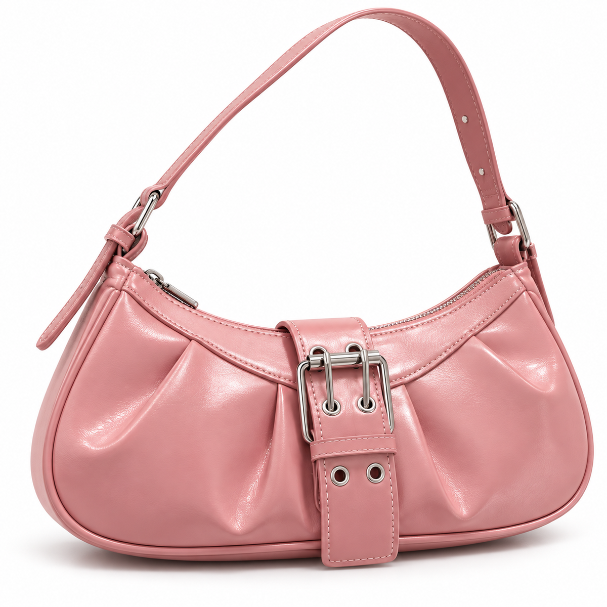Lackierte Baguette-Tasche in Rosa – Vintage-Eleganz