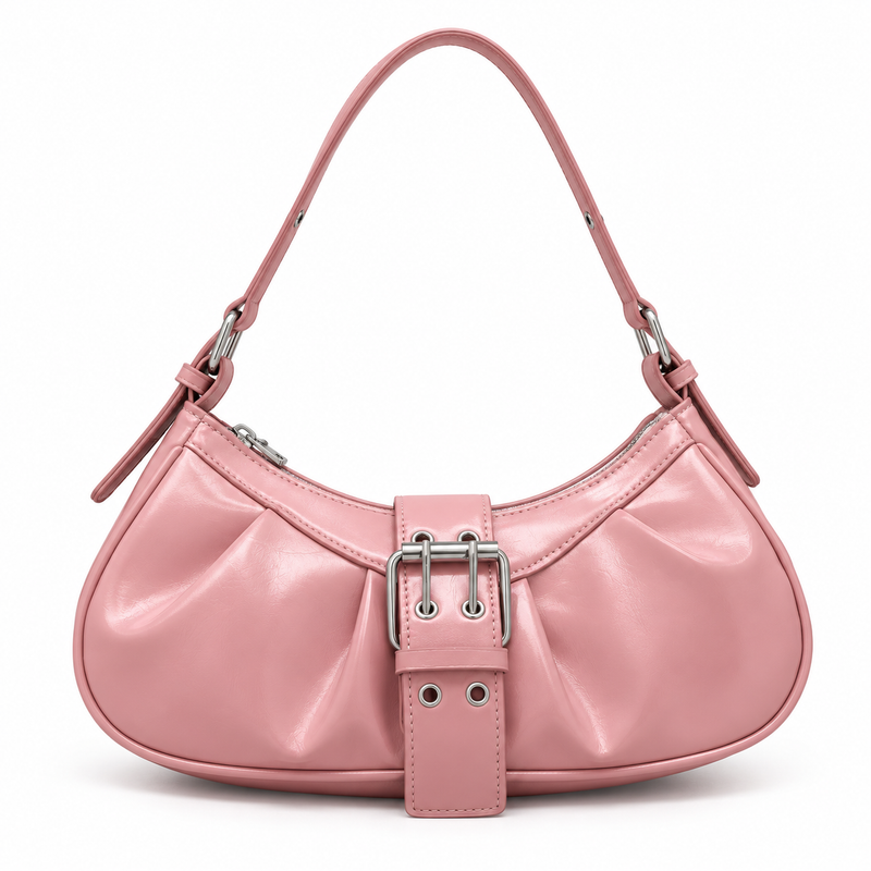 Lackierte Baguette-Tasche in Rosa – Vintage-Eleganz